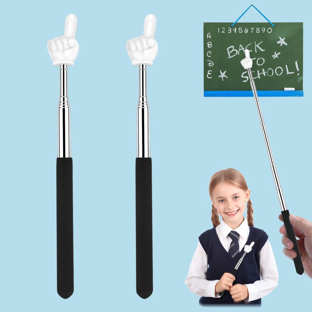 Retractable Teacher Pointer for Classroom Kids Reading, Extendable Finger Poi...