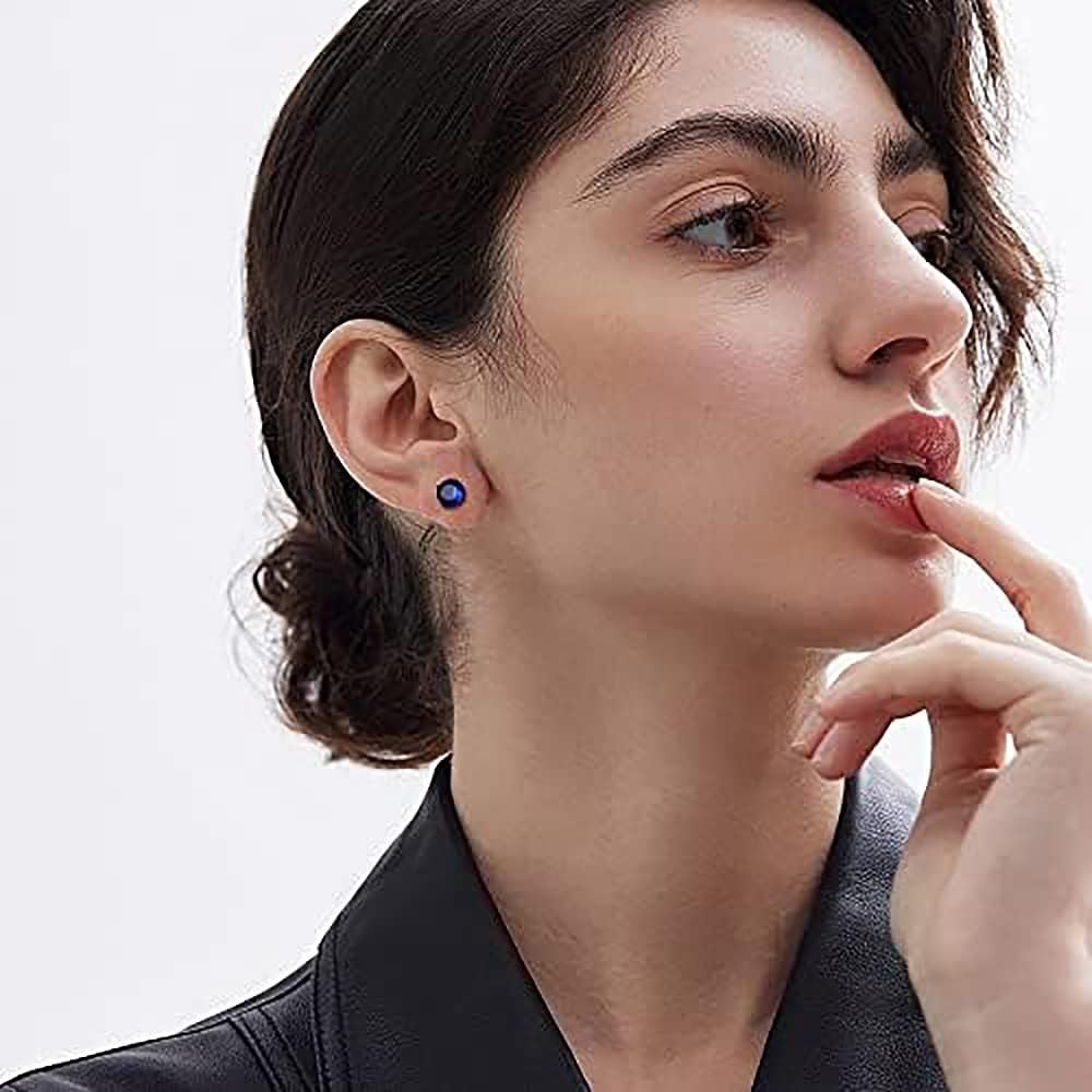 SIISPRI 4 Pairs Titanium Screw Back Surgical Stainless 4 CZ-6mm(C)