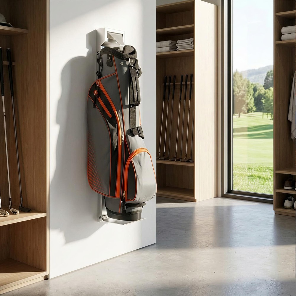 Wall Mount Golf Bag Storage Rack for Garage, Air Spring Sliding System Single