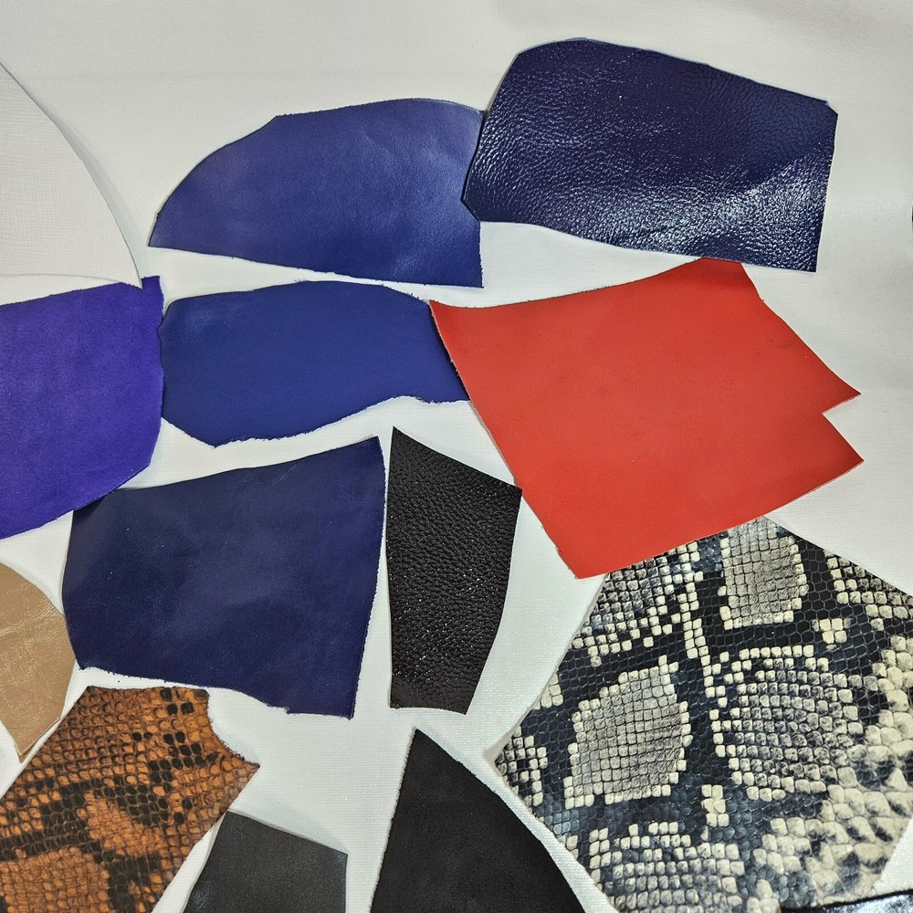 Genuine Leather Scraps Bits Small/Tiny Samples Crafts 15 oz Total