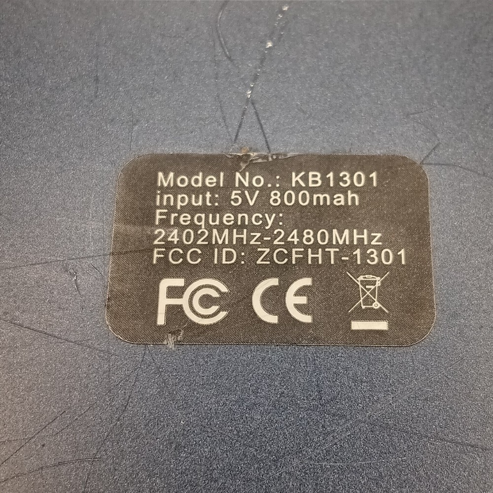 Wireless Bluetooth Keyboard Model No. KB1301 5v