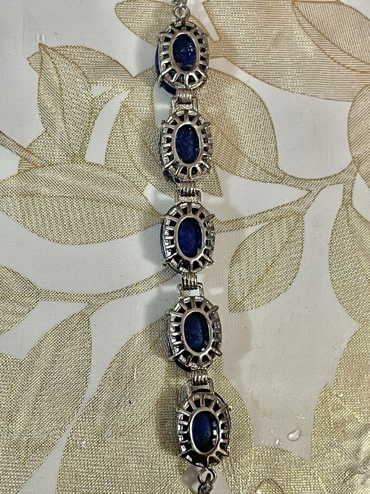 Southwest Style Silver plated Bracelet Lapis Gemstone Adjustable