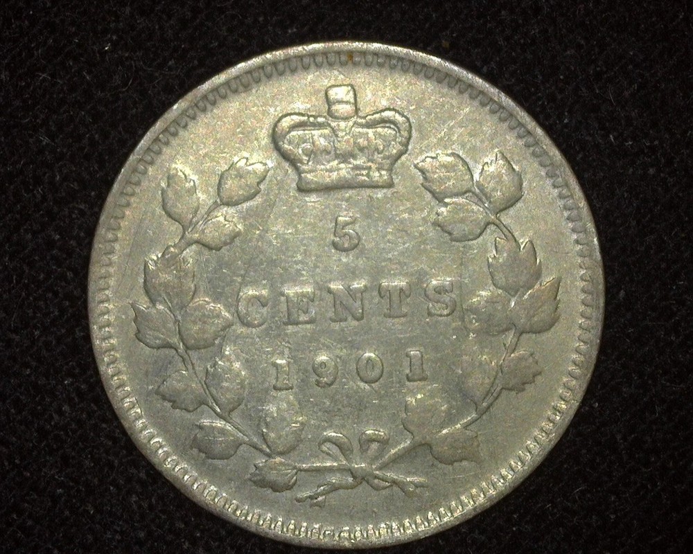 CANADA 1901 FIVE-CENTS SILVER KM2 EXTREMELY FINE ~A38