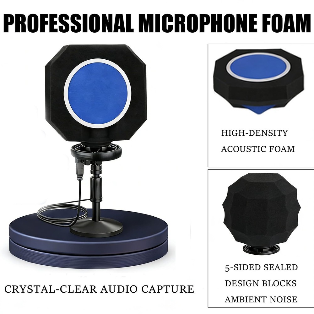 Microphone Isolation Shield Mic Pop Filter for Microphone Record Mic Shield S...
