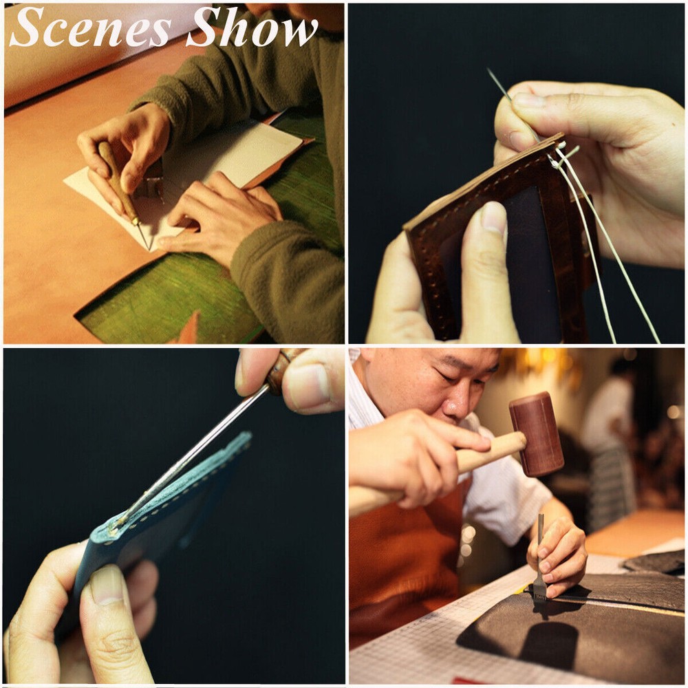 Leather Craft Punch Tools Kit Stitching Carving Working Sewing Needles Hand DIY
