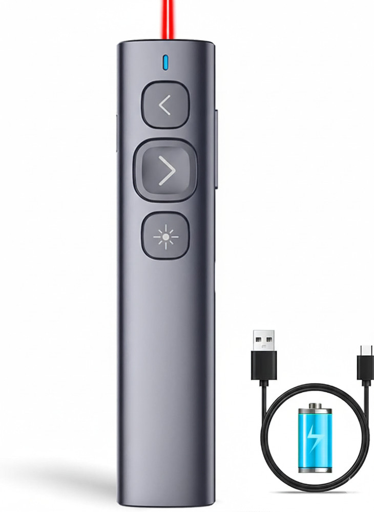 Rechargeable Wireless Presentation Clicker 328ft Range PowerPoint Remote for PC