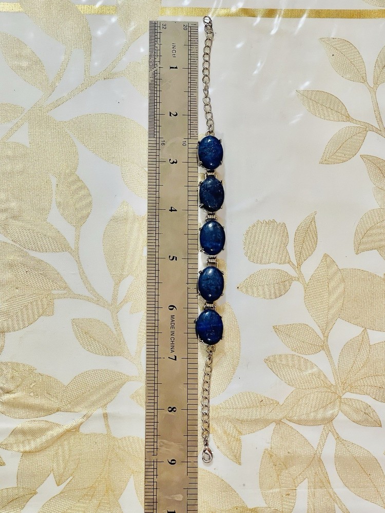 Southwest Style Silver plated Bracelet Lapis Gemstone Adjustable