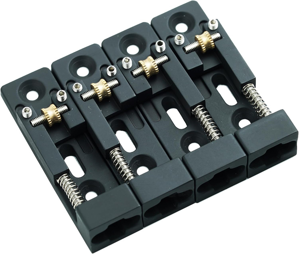 Black Individual Roller Saddles 4 String Bass Fixed Hardtail Bridge