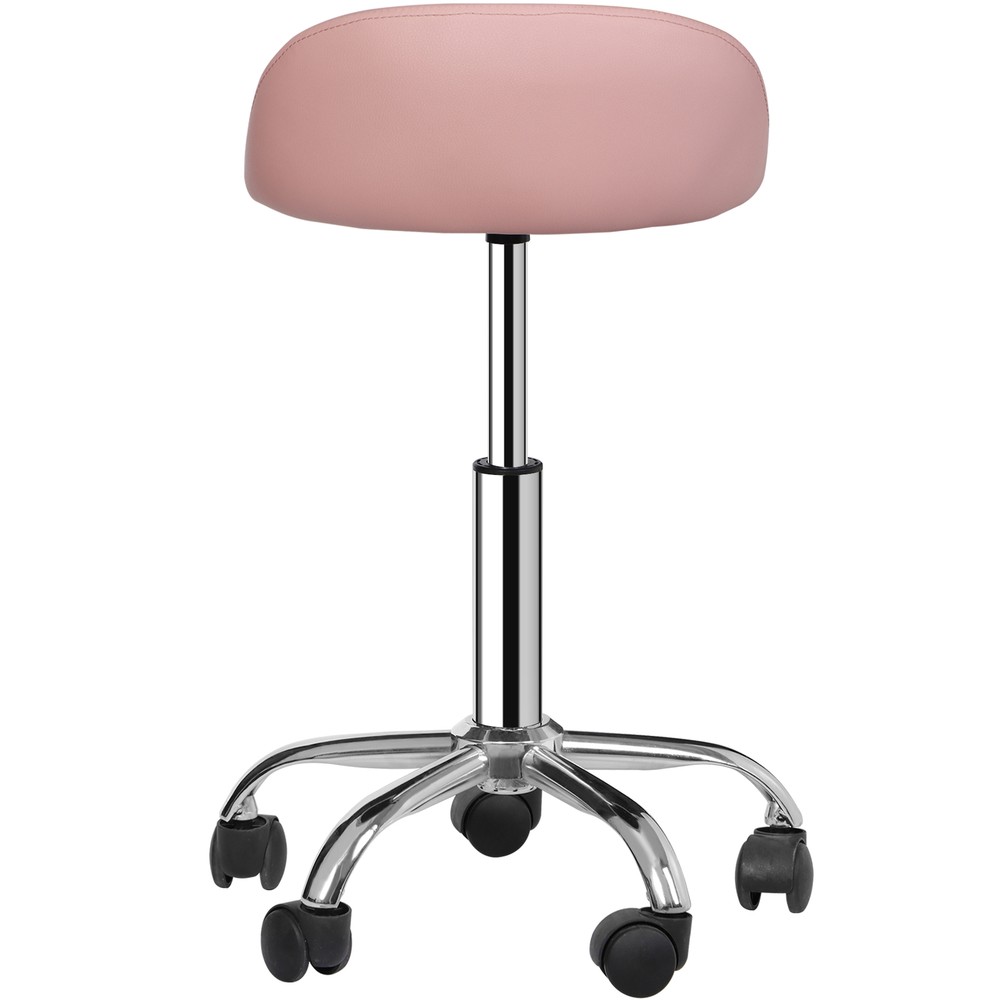Rolling Stool Adjustable Height Hydraulic Swivel Salon Stool with Backrest Pink