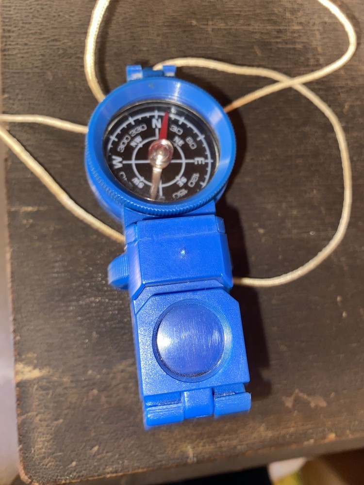 Optic Wonder binoculars magnifier compass Vtg Blue