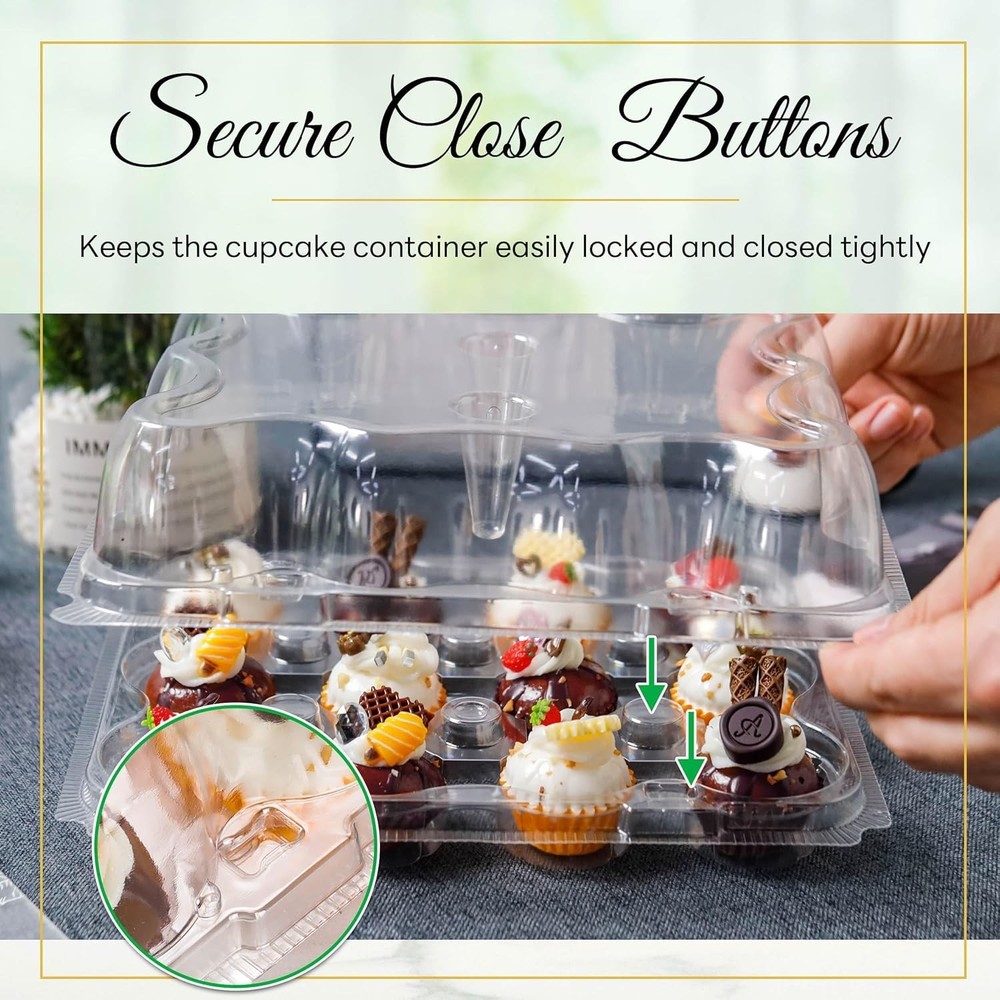 12 Count Mini Cupcake Containers 30 Pack Cupcake Holder with Detachable Tall ...