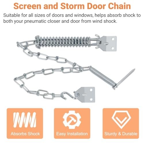 Heavy Duty Storm Door Closer 2PCS with Protector Chains & Bracket Kit - Black