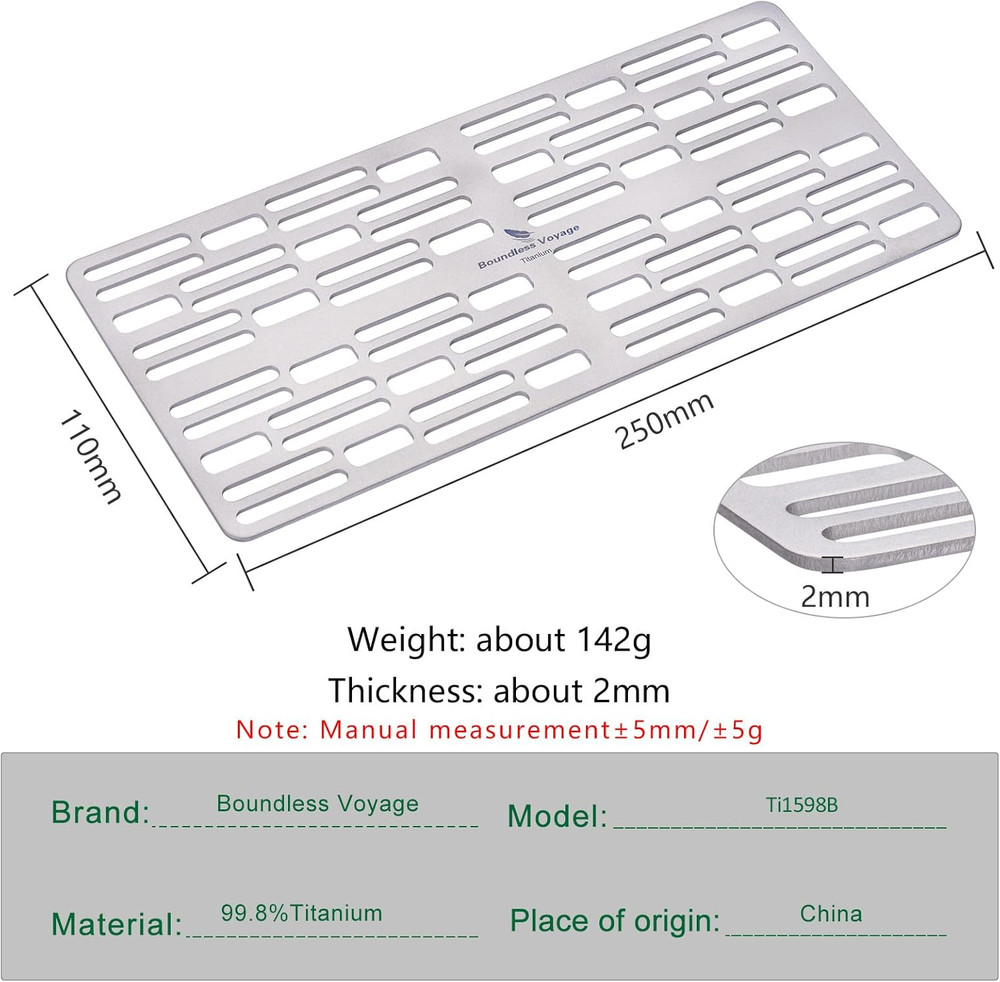 Boundless Voyage Mini Size Durable Titanium Charcoal BBQ Grill Plate Include a C
