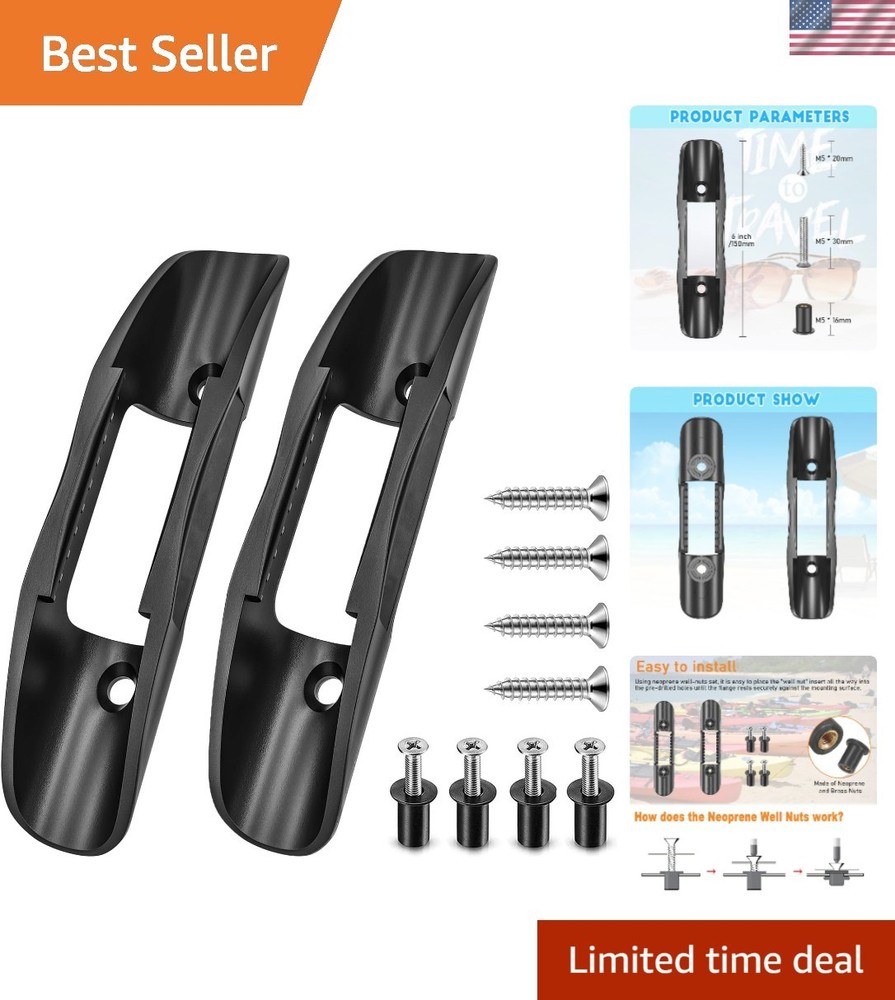 Matte Black Kayak Paddle Holder Clips - Secure & Versatile Paddle Storage
