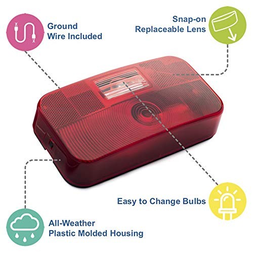 Red Surface Mount Light - Without License Bracket & Light Black