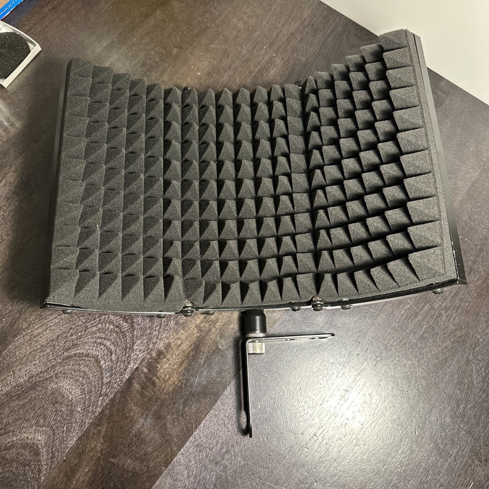 Studio Microphone Isolation Shield Foldable with Acoustic Absorbing Foam Black