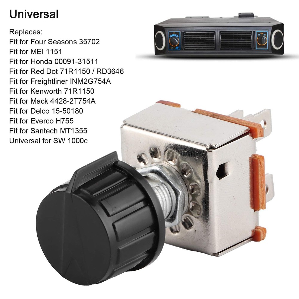 Universal Blower Motor Switch - 3 Speed AC Air Conditioning Volume Control wi...