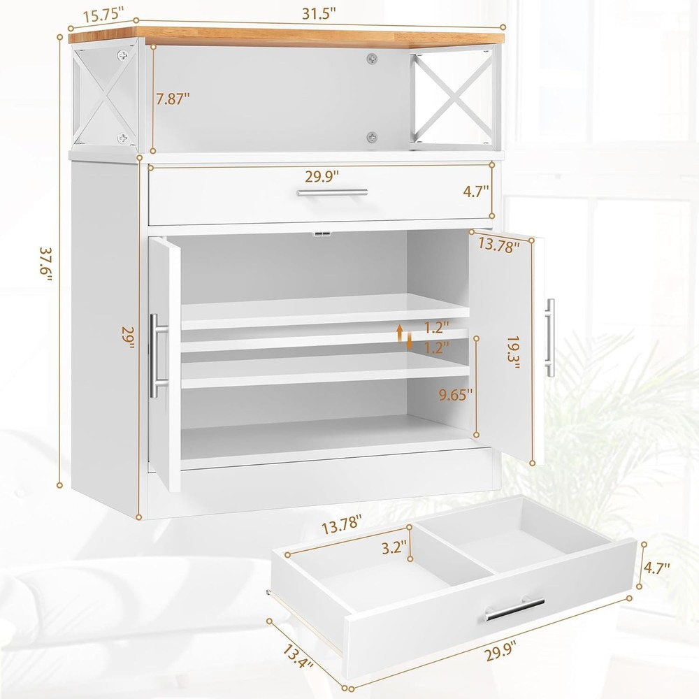 Kitchen Buffet Cabinet W/ Adjustable Shelf Modern Kitchen Storage