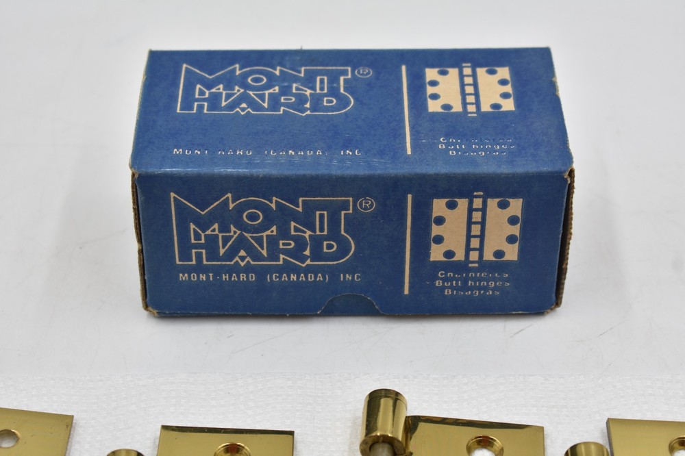 3 Vintage Mont Hard Hinges 4" x 4"