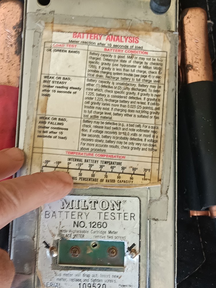 milton model 1260 battery testor