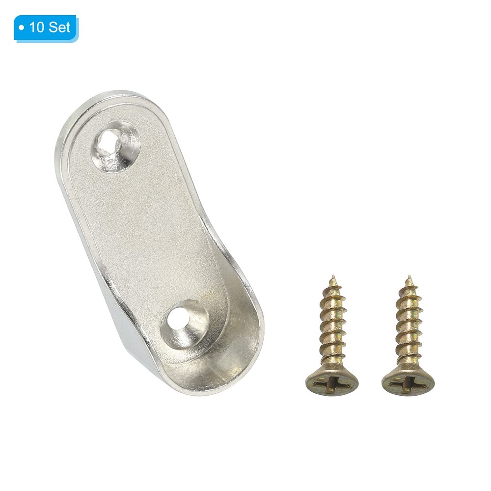 10 Pcs Oval Pcs Rod Holders, Bracket Fix Socket End Support for 16 Mm, Silver