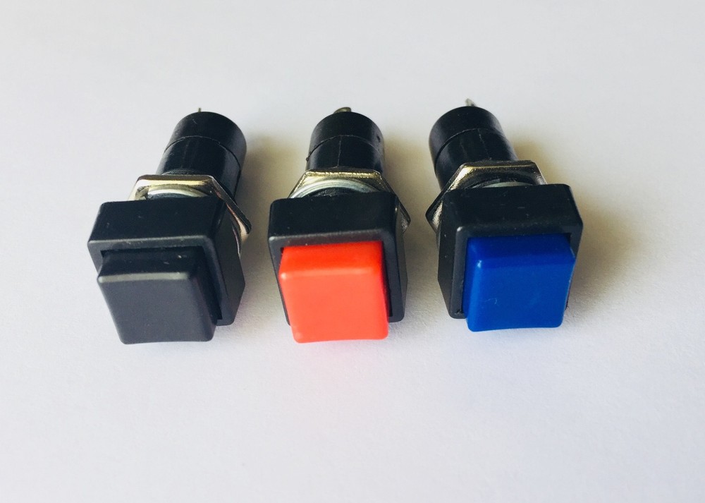 5 Pcs Switch Push Button On - Off Square Red Blue 6A 125V DIY Electronics
