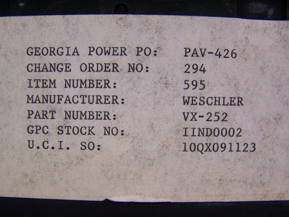 NEW WESCHLER GPM FLOW INDICATOR/PANEL METER 0-100 VX252