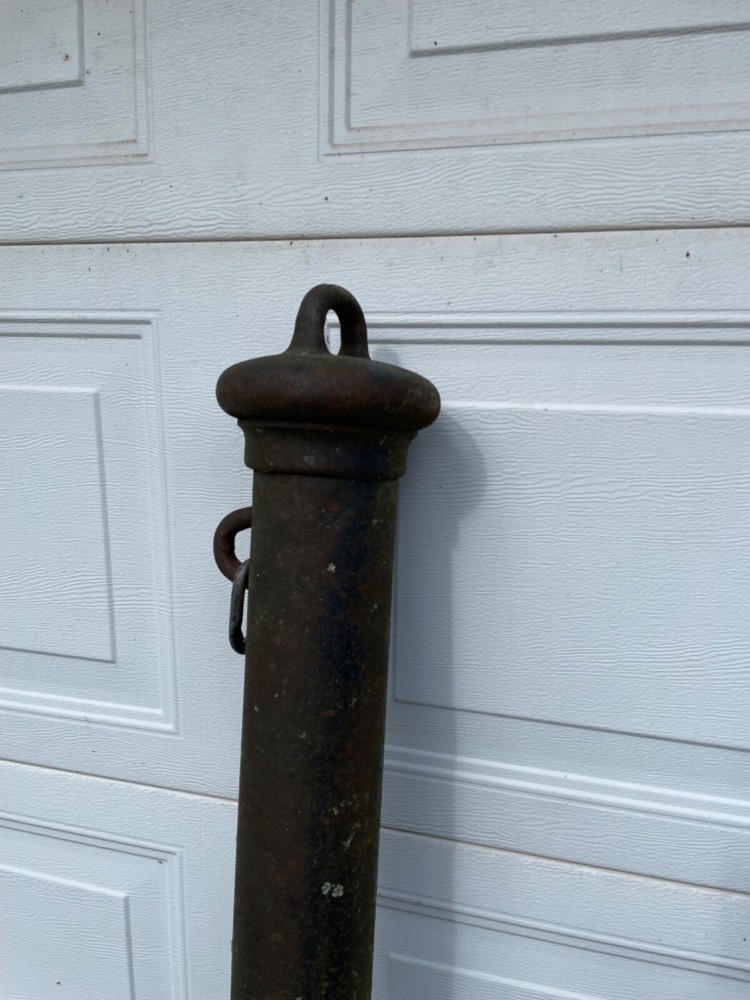 Antique cast iron horse head hitching posts & chain