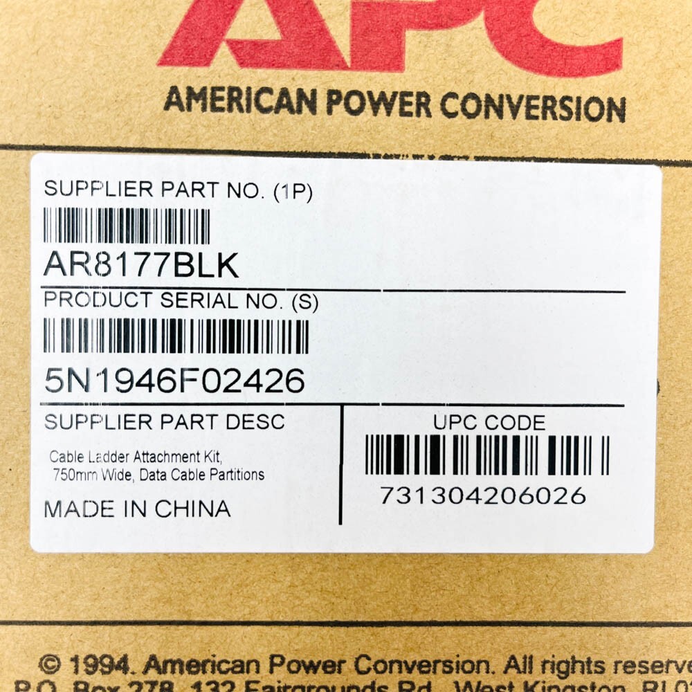 APC AR8177BLK Cable Ladder Attachment Kit Bracket for Data Cable Partitions 2 Pc