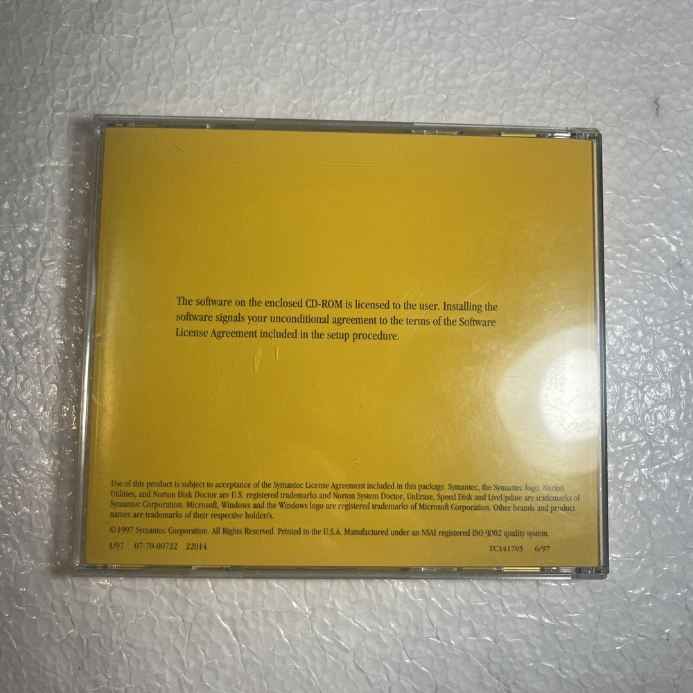 SYMANTEC NORTON UTILITIES Version 2.0 Cd Only