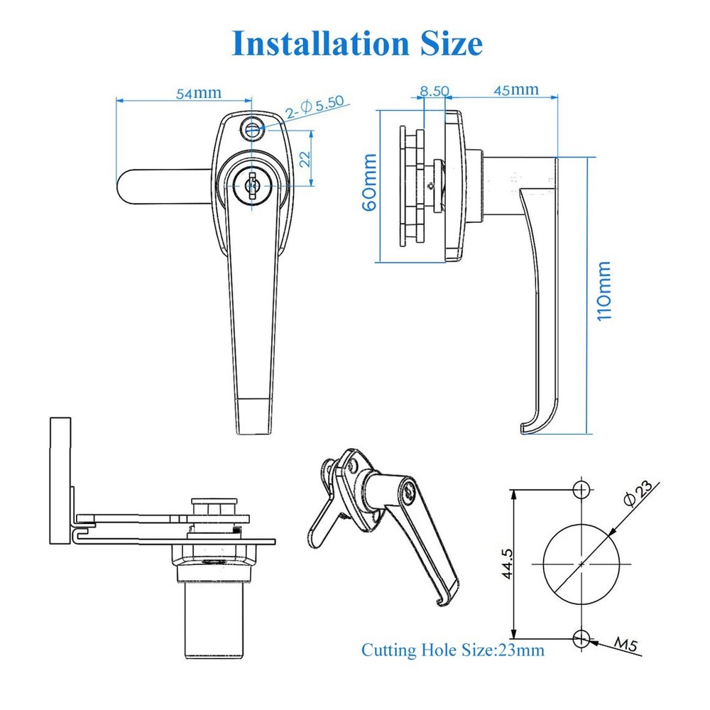 2 Sets Level Handle Cam Lock,L-Type Locking Door Handle,Cabinet Handle Lock