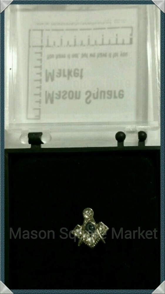 Freemason Masonic Square and Compass Mini Lapel Pin with stones