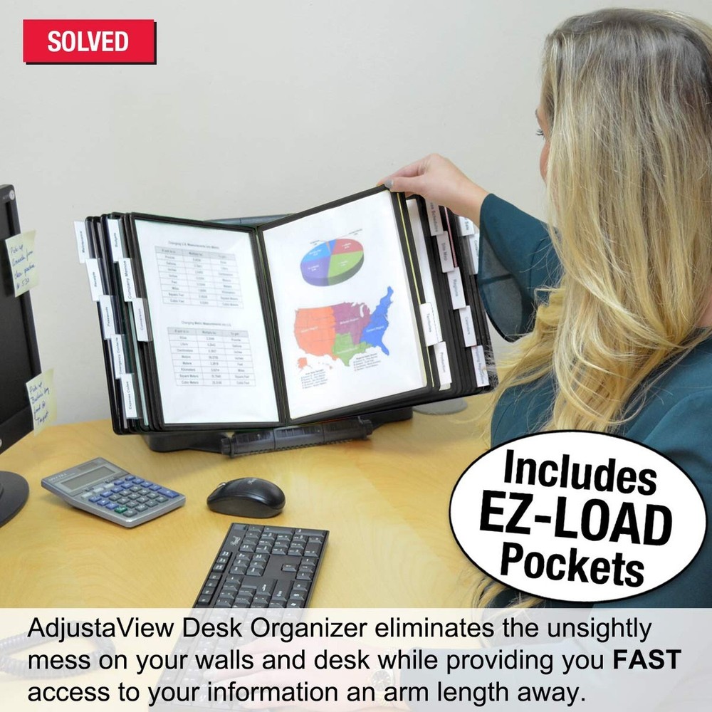 Ultimate Office AdjustaView 20-Pocket Desk Reference Organizer with Easy-Load...