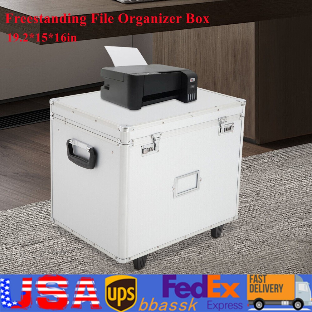 Aluminum Alloy Mobile Business File Organizer Box Hand Pull File Case W/ Lock