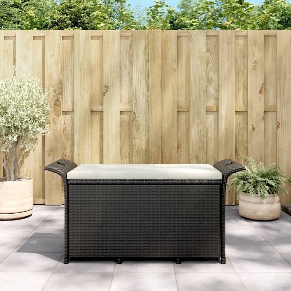 Garden Bench Black Polyethylene with rattan look