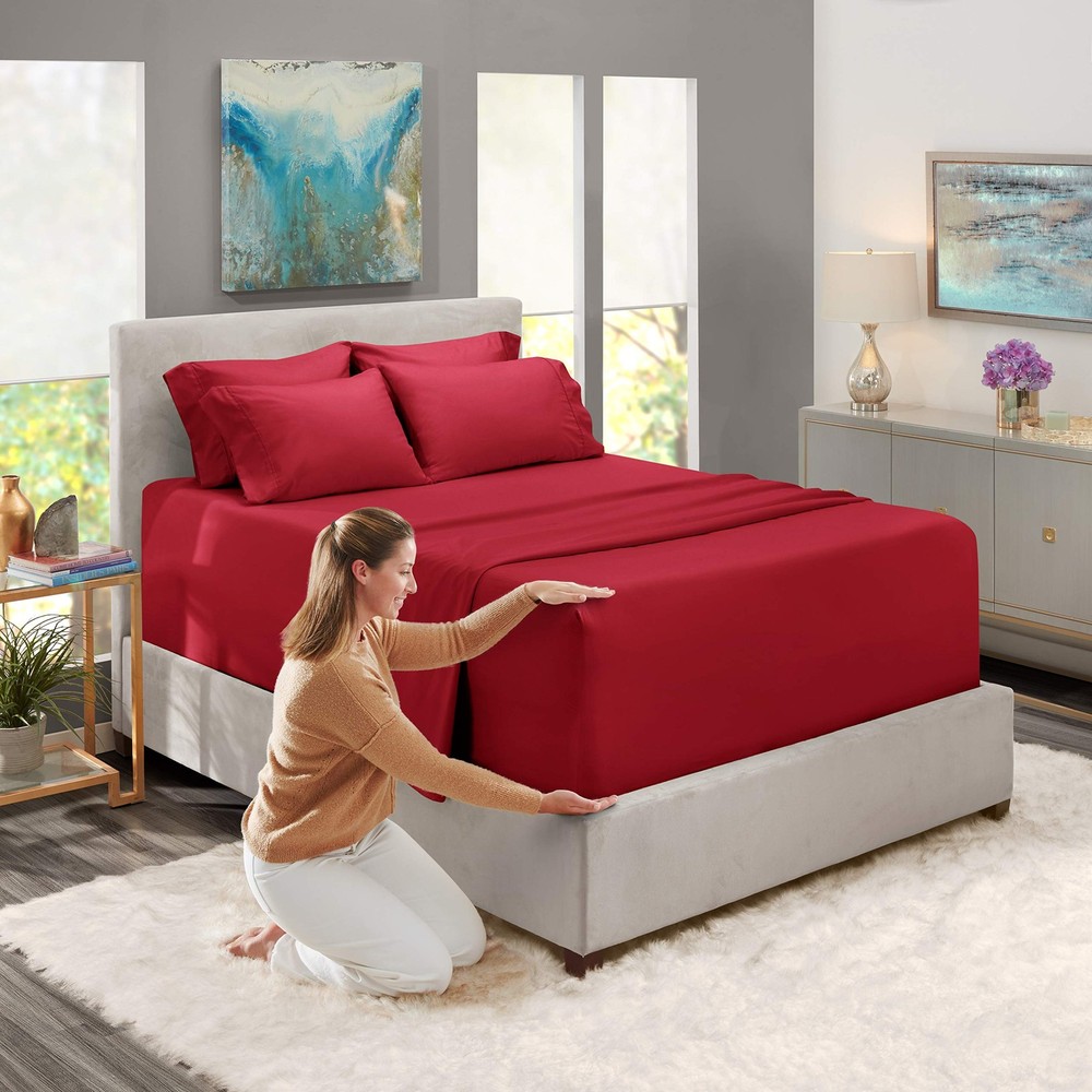 Hearth Harbor Luxury Soft 4 Piece Bed Sheet Set Extra Deep Pocket Fitted