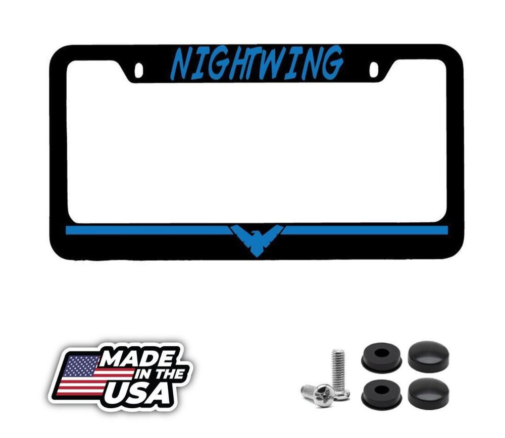 Nightwing BLUE Black METAL License Plate Frame Auto Accessory DC