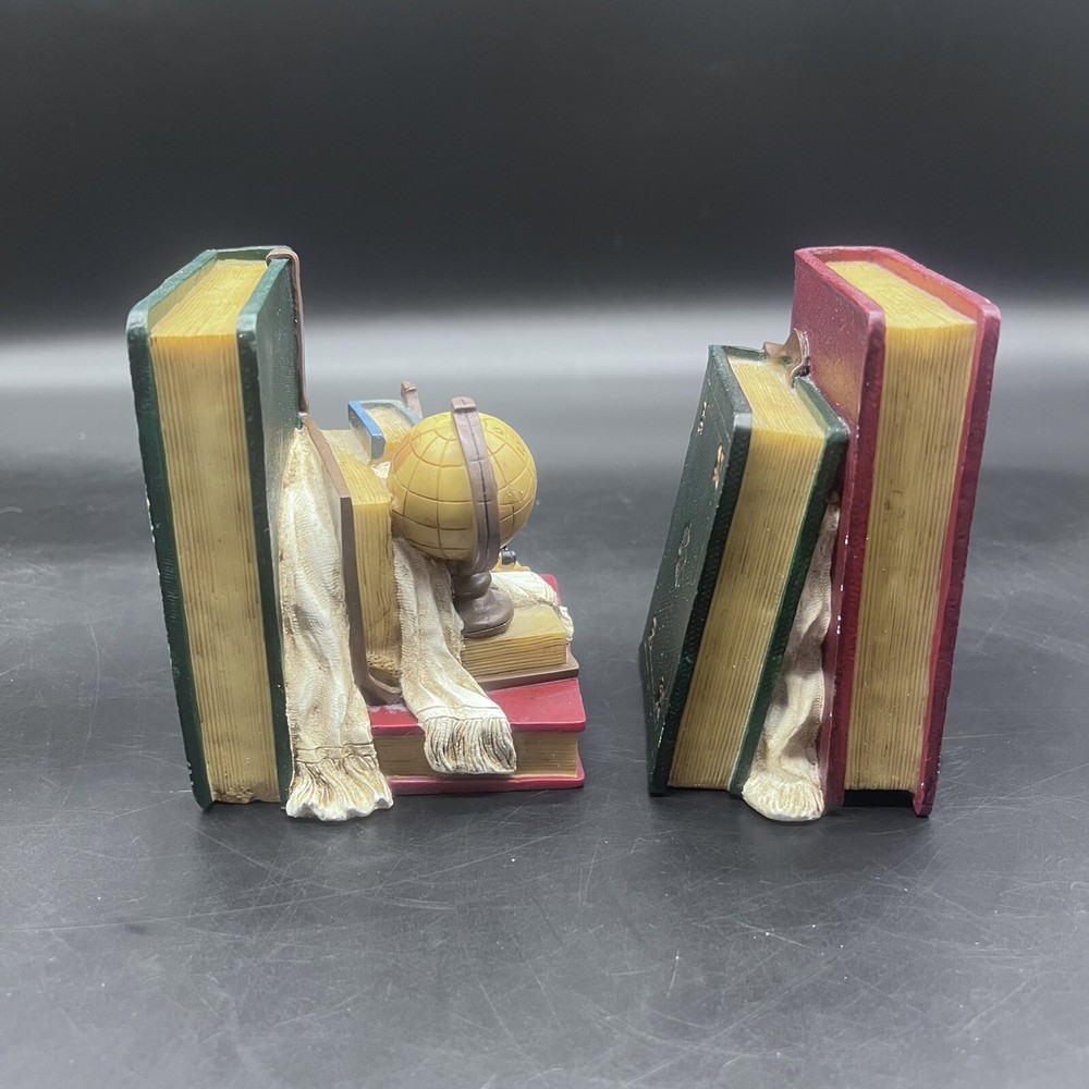 Nautical Themed Bookends With Globe, Anchor, Log Book, And Binoculars