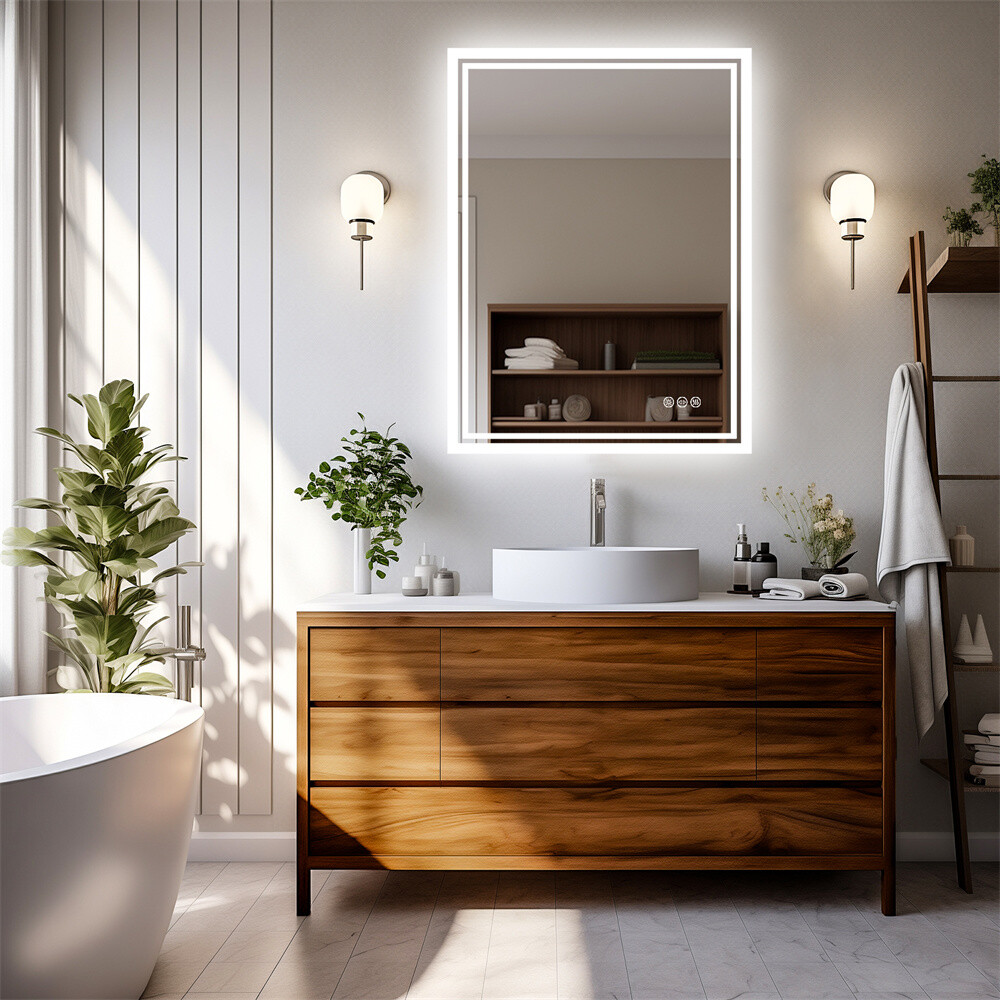 LED Backlit Illuminated Bathroom Mirror Makeup Wall Mirror Touch Sensor Anti-Fog