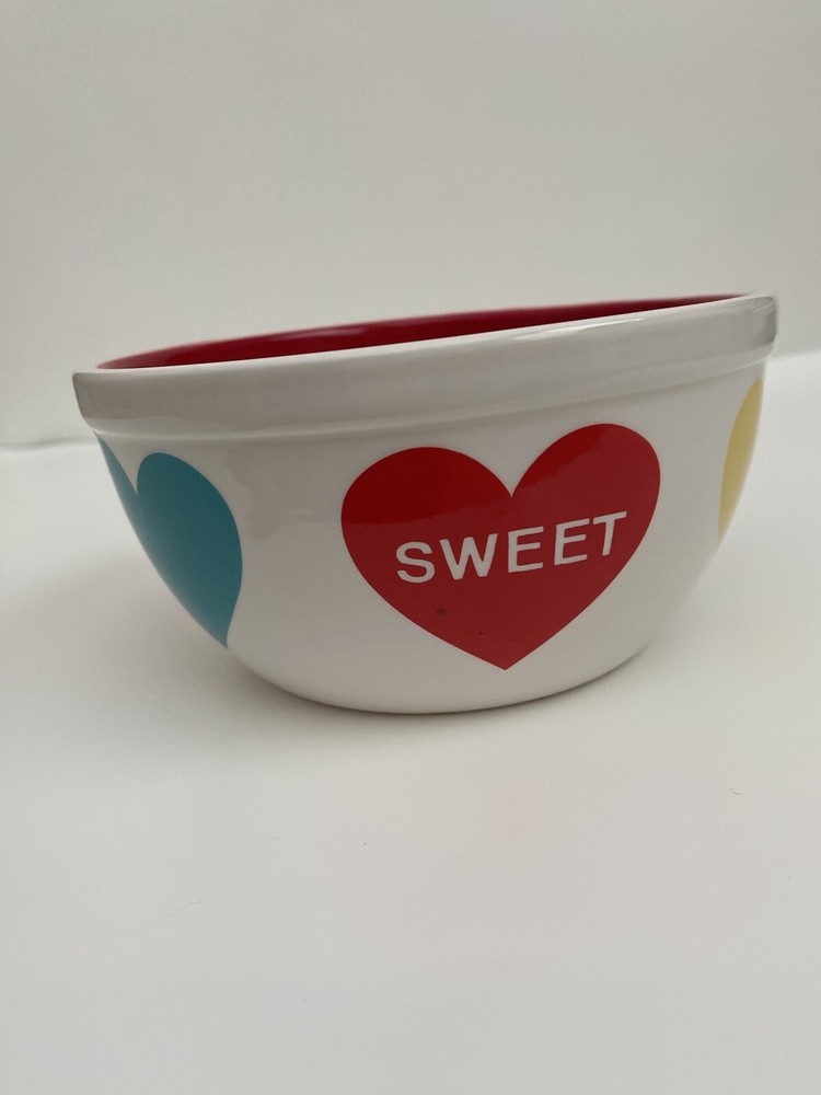 Heart Ceramic Bowl Valentines Conversation Hearts 6”