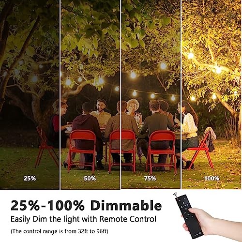 S14 Solar String Lights Outdoor with Remote Controller, Solar Powered 48FT
