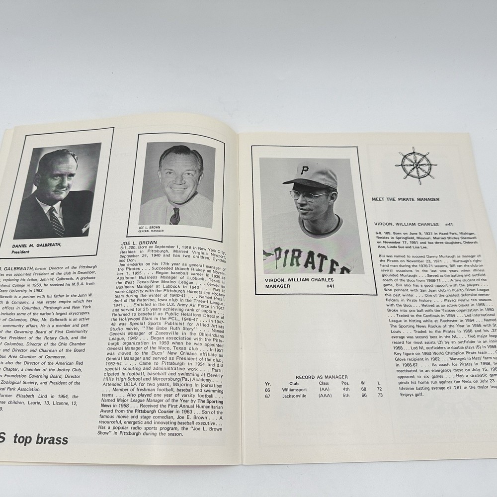 1972 Pirates Dodgers Spring Baseball Scorecard Program Roberto Clemente Stargell