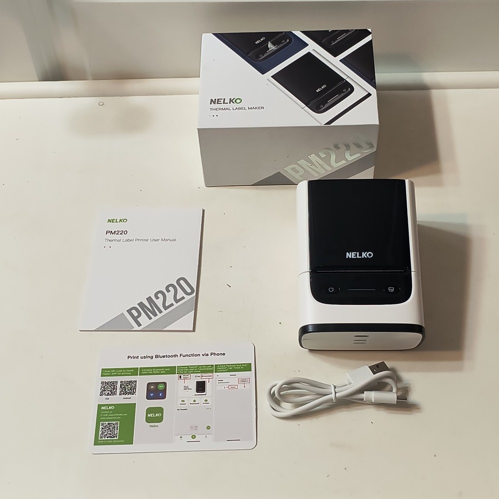 Nelko PM220 Thermal Label Maker Bluetooth Portable Printer NEW Open Box TESTED