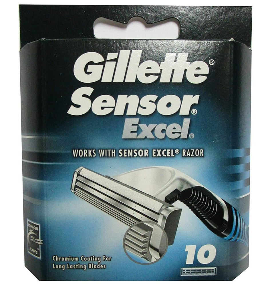 10 Cartridges Gillette Sensor Excel Razor Blade Refills