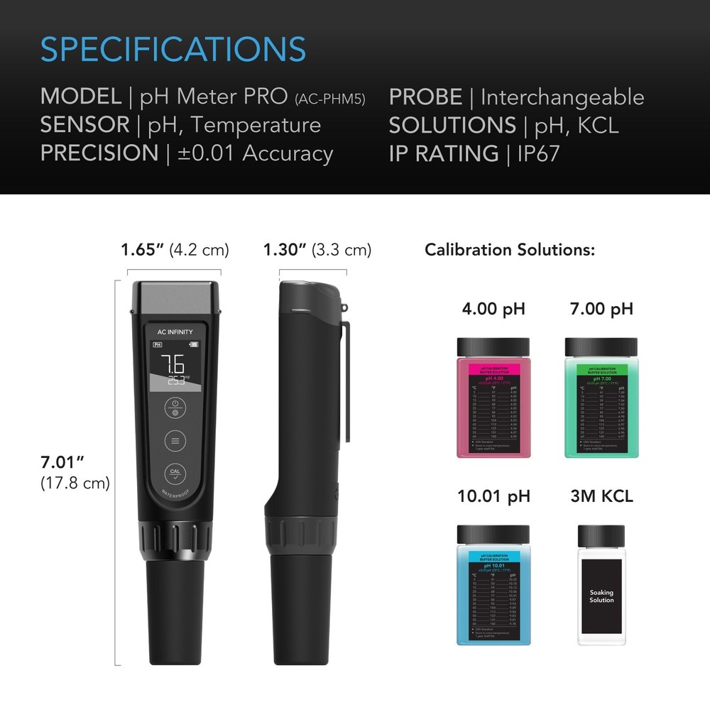 pH Meter PRO Kit, Digital pH Pen with ±0.01 pH Accuracy & Interchangeable Probe