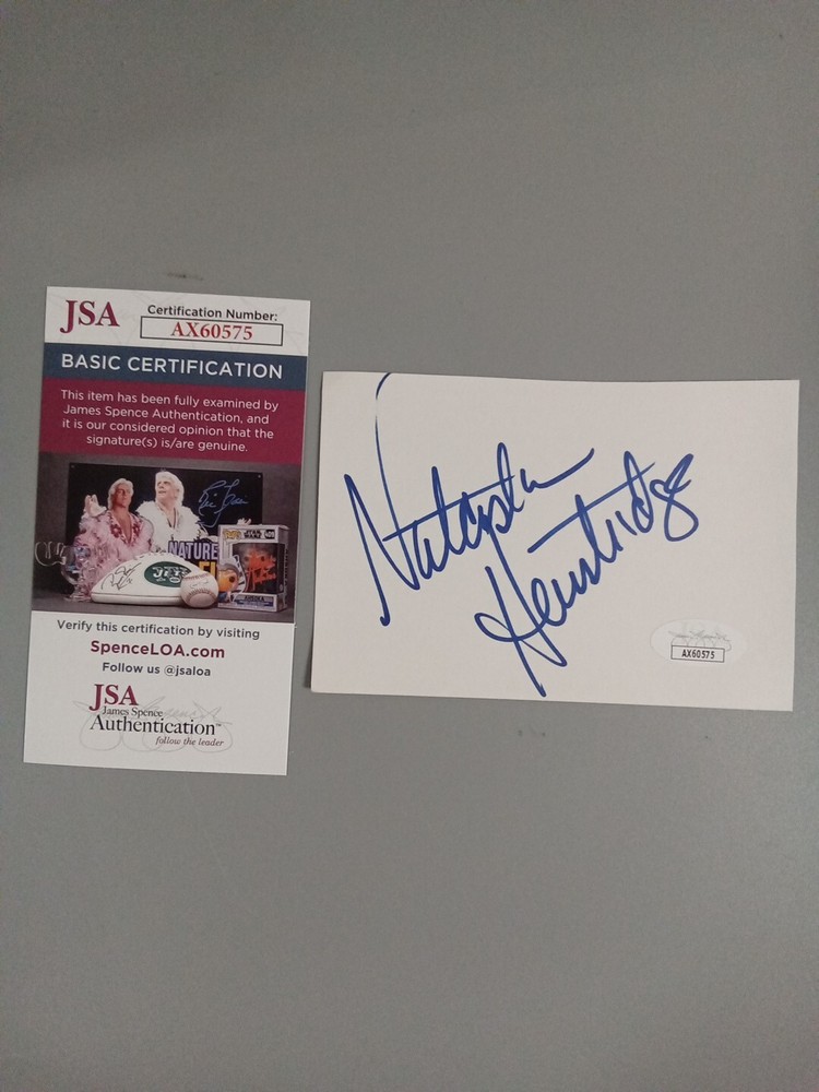 Natasha Henstridge Signed 5x4 Cut JSA ** #