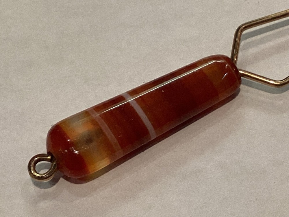 RARE ANTIQUE AUTHENTIC AGATE BUTTON HOOK MUST SEE NO RES