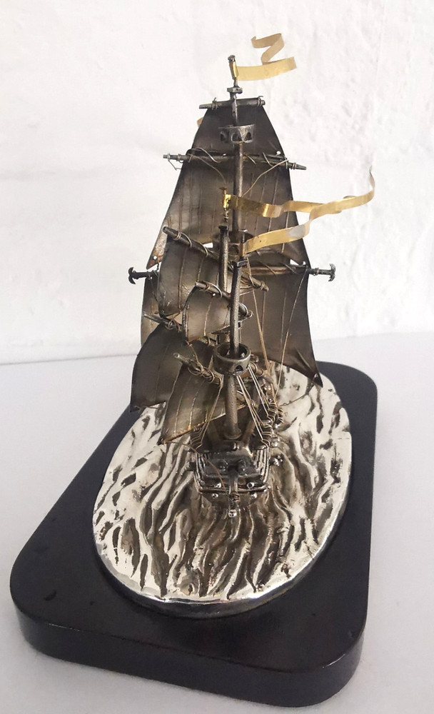 Solid Silver Mary Rose Ship Model - Birm. 1981