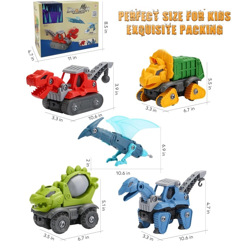 5 Pack Take Apart Dinosaur Toys