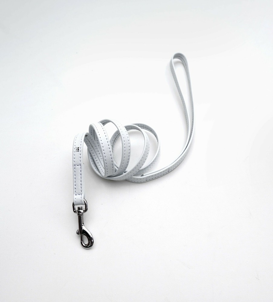 Dog Collar Leash Set | White Leather | CALIDOG